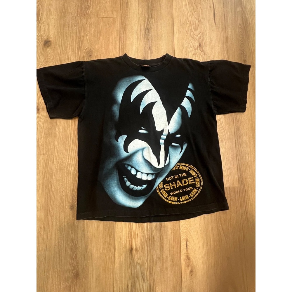 Vintage KISS Hot In The Shade World Tour Rockabilia T Shirt Mens L 42-44 Black